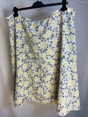 Alfred Dunner 16P Floral Skirt Yellow Gray Petite Plus Tiered Midi